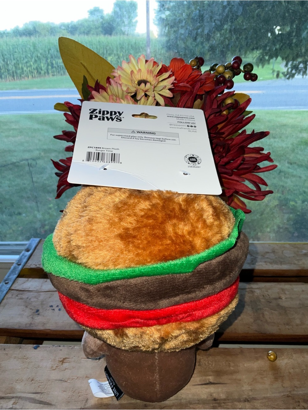 ZIPPYPAWS - BROWN PLUSH - BURGER TIME DOG TOY -NEW - Picture 7 of 7